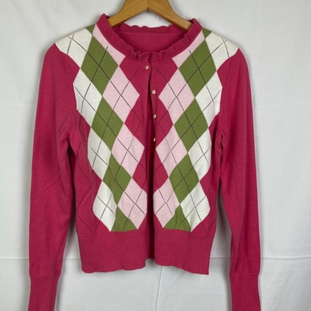 Pink & Green Argyle Sweater